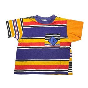VTG 80s OP Ocean Pacific Striped Single Stitch Pocket T-Shirt Toddler NO Size